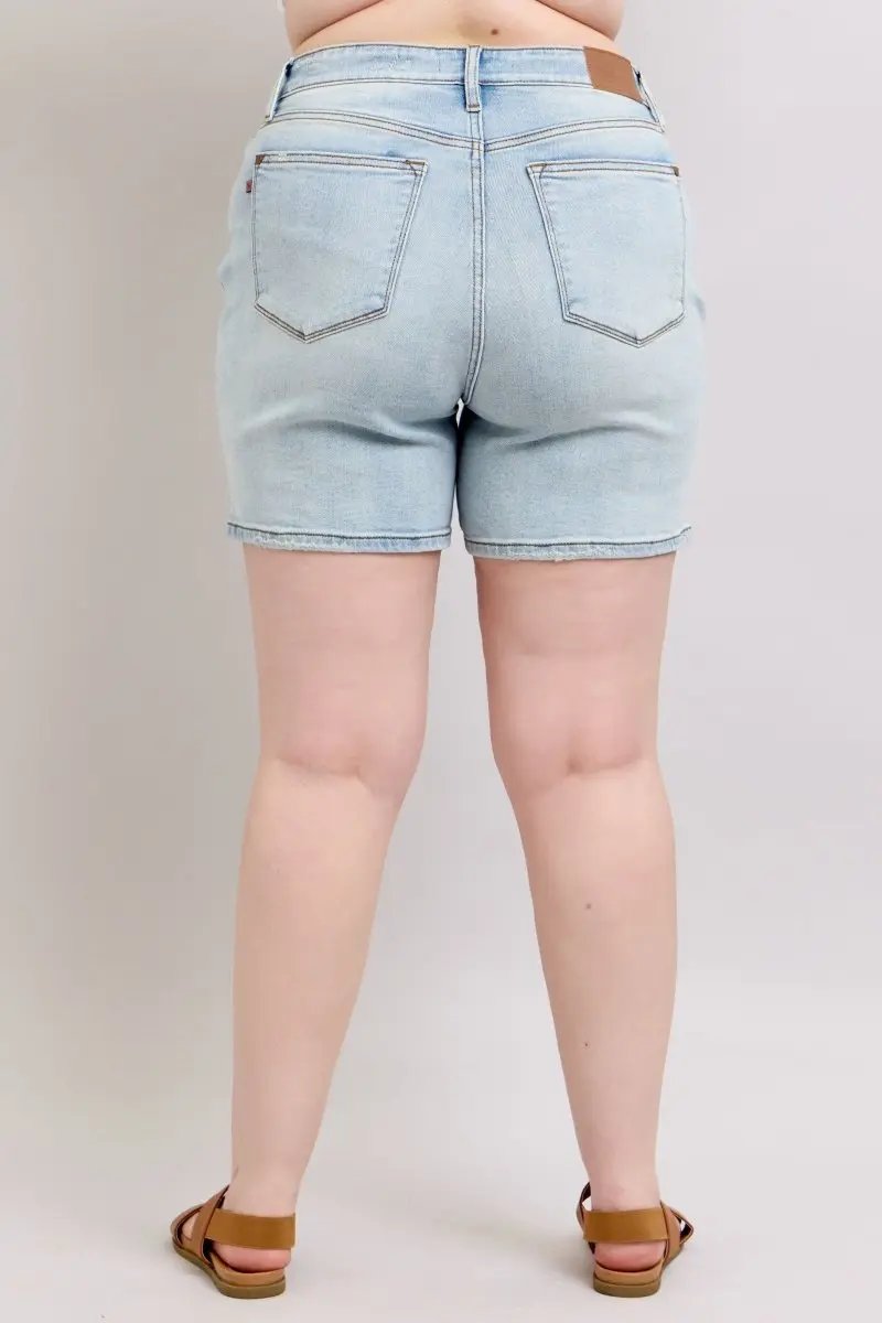Judy Blue Full Size 2 Button Denim Shorts with Pockets Plus Size - Love Salve